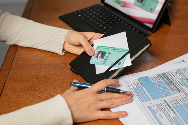 top view green card application